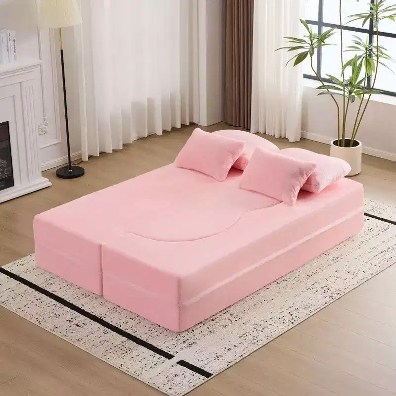 Canapé-lit futon pliant convertible moderne avec oreillers, canapé-lit en mousse confortable pour salon, appartement