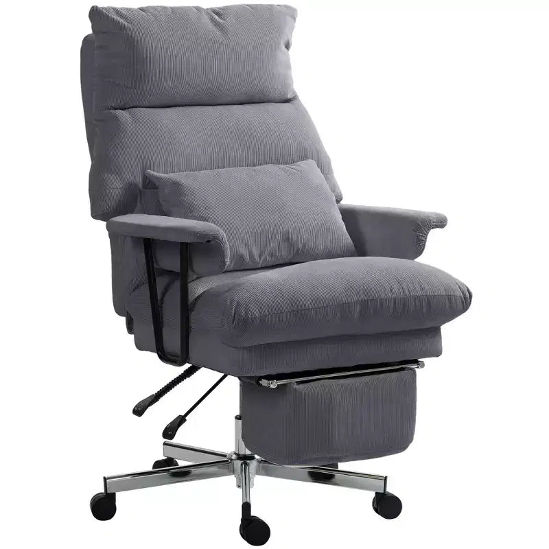 Chaise de bureau de direction avec support lombaire, repose-pieds, chaise de bureau inclinable à dossier haut et surrembourrée