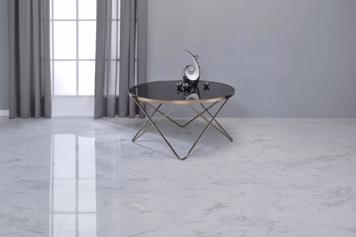Royal Hampton Coffee Table, Black Glass & Gold
