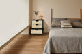 Rattan Nightstand with 3 Drawers, Compact Bedside Table, Wooden Rustic End Table with Storage, Metal Legs, for Bedroom, Living Room, Easy Assembly